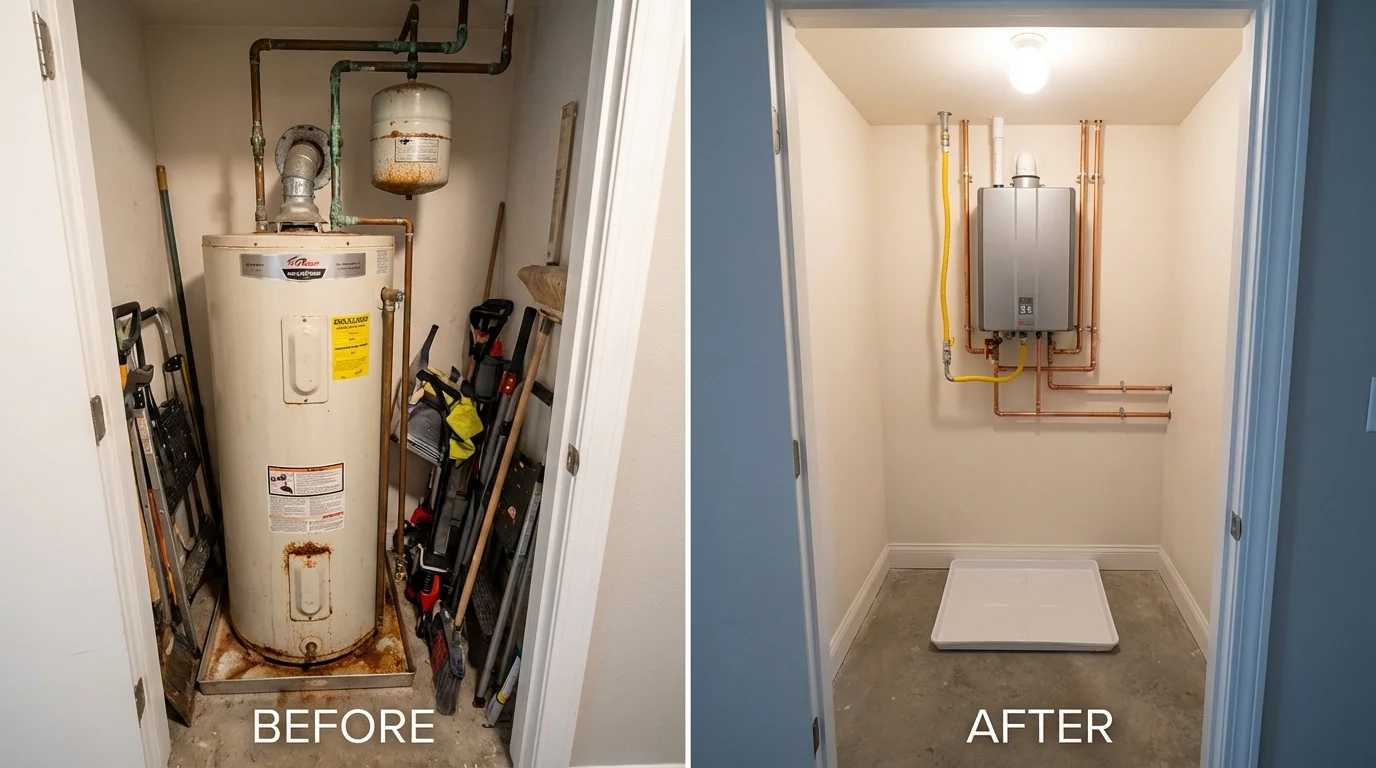 Tank water heater versus wall-mounted tankless unit comparison for Rapid City, SD homeowners
